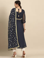 Thumbnail for All About You Square Neck Dobby Weave A-Line Kurta With Dupatta - Distacart