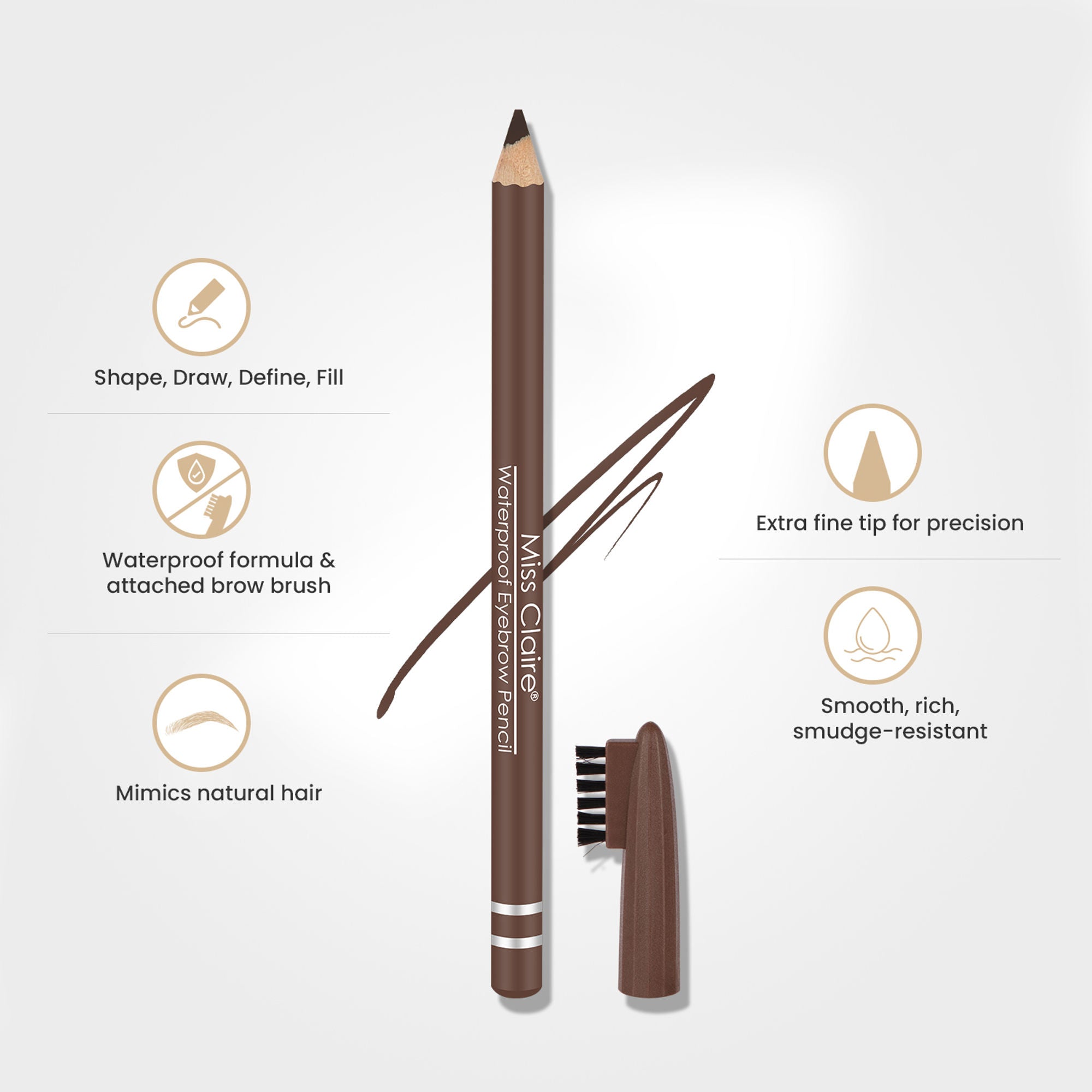Miss Claire Waterproof Eyebrow Pencil - 02 Dark Brown