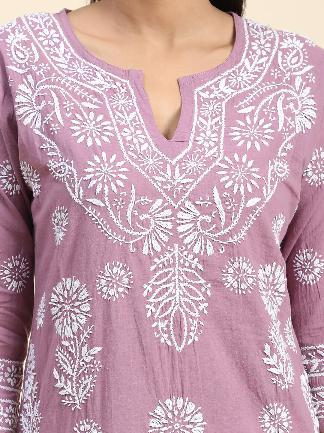 HOUSE OF KARI Floral Embroidered Chikankari Cotton Kurta - Distacart