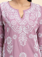 Thumbnail for HOUSE OF KARI Floral Embroidered Chikankari Cotton Kurta - Distacart
