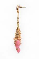 Thumbnail for New Stylish Ethnic Partywear Light Pink Hoops Kundan Earrings for Womens by House of Ree - Distacart