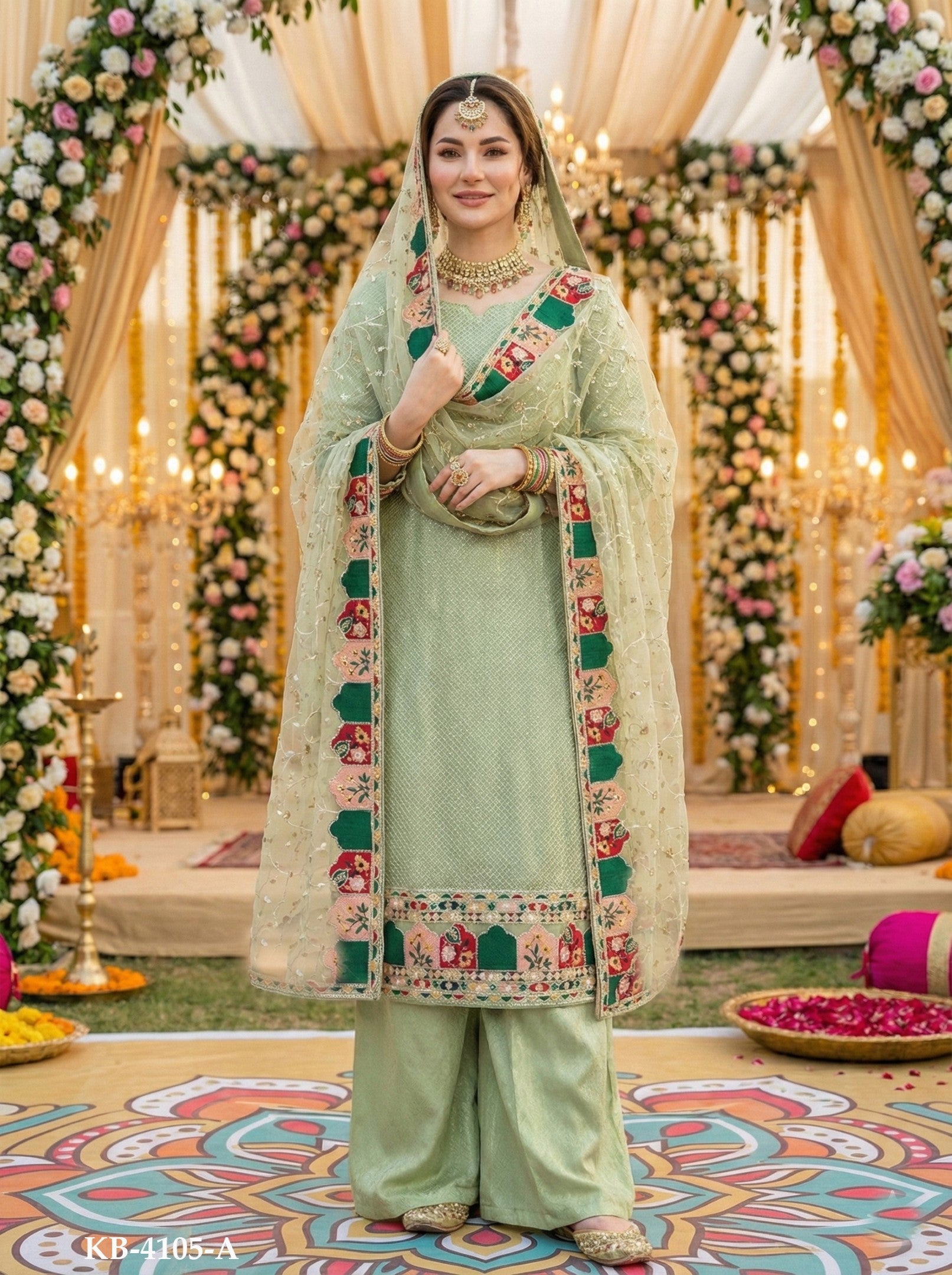 Anaita Green Georgette Stitched Suit With Embroidery & Sequence Work - Distacart