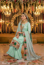 Thumbnail for Anaita Sky Blue Georgette Stitched Suit With Embroidery & Sequence Work - Distacart