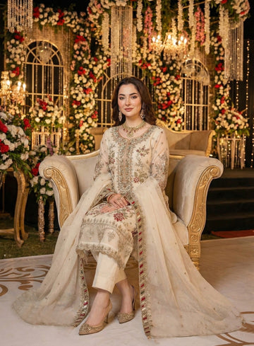 Anaita White Chiffon Suit with Embroidery & Sequence Work - Distacart