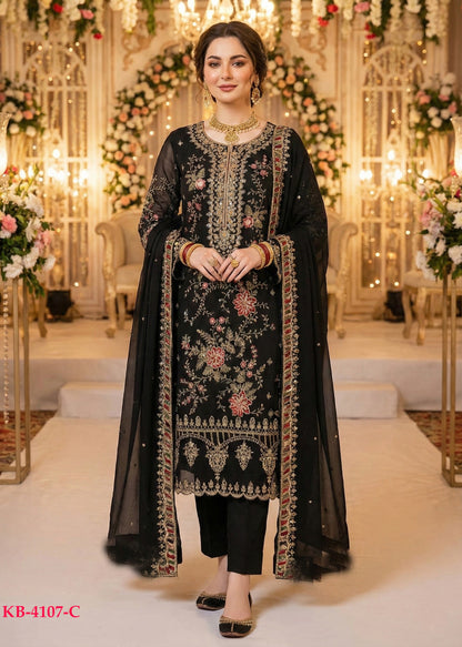 Anaita Black Chiffon Suit with Embroidery & Sequence Work - Distacart