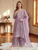 Anaita Lavender Silk Suit With Embroidery & Sequence Work - Dista