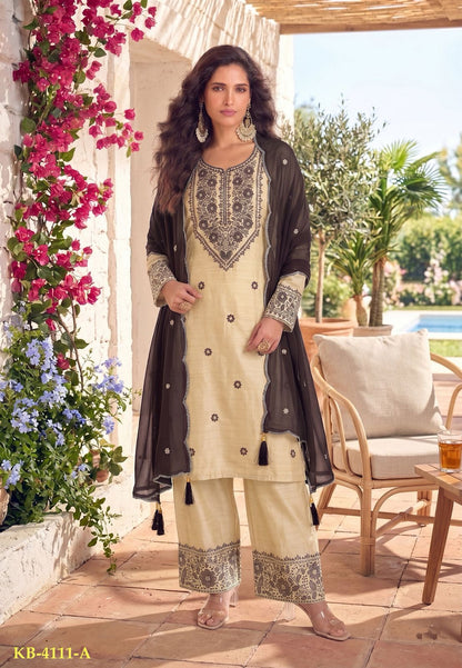 Anaita White & Black Cotton Unstitched Suit with Embroidery Patch Work - Dista