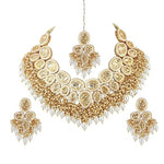 Thumbnail for Tehzeeb Creations Back Meenakari Gold-Polished Set with Earring and Mang Tika Combo Uncut Big Faux Kundan Choker Necklace set