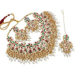 Thumbnail for Tehzeeb Creations Back Meenakari Gold-Polished Set with Earring and Mang Tika Combo Uncut Big Faux Kundan Choker Necklace set