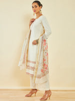 Thumbnail for Soch Ethnic Motifs Embroidered Sequinned Kurta with Trousers & Dupatta - Distacart