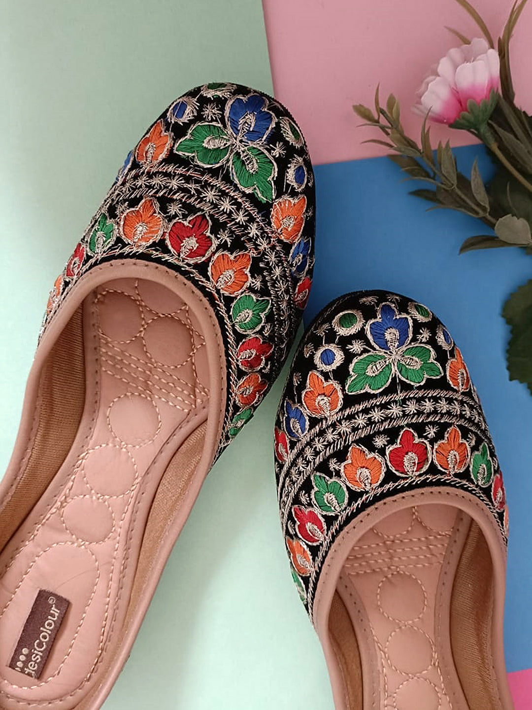 Desi Colour Women Indian Ethnic Footwear-Black Florence - Distacart