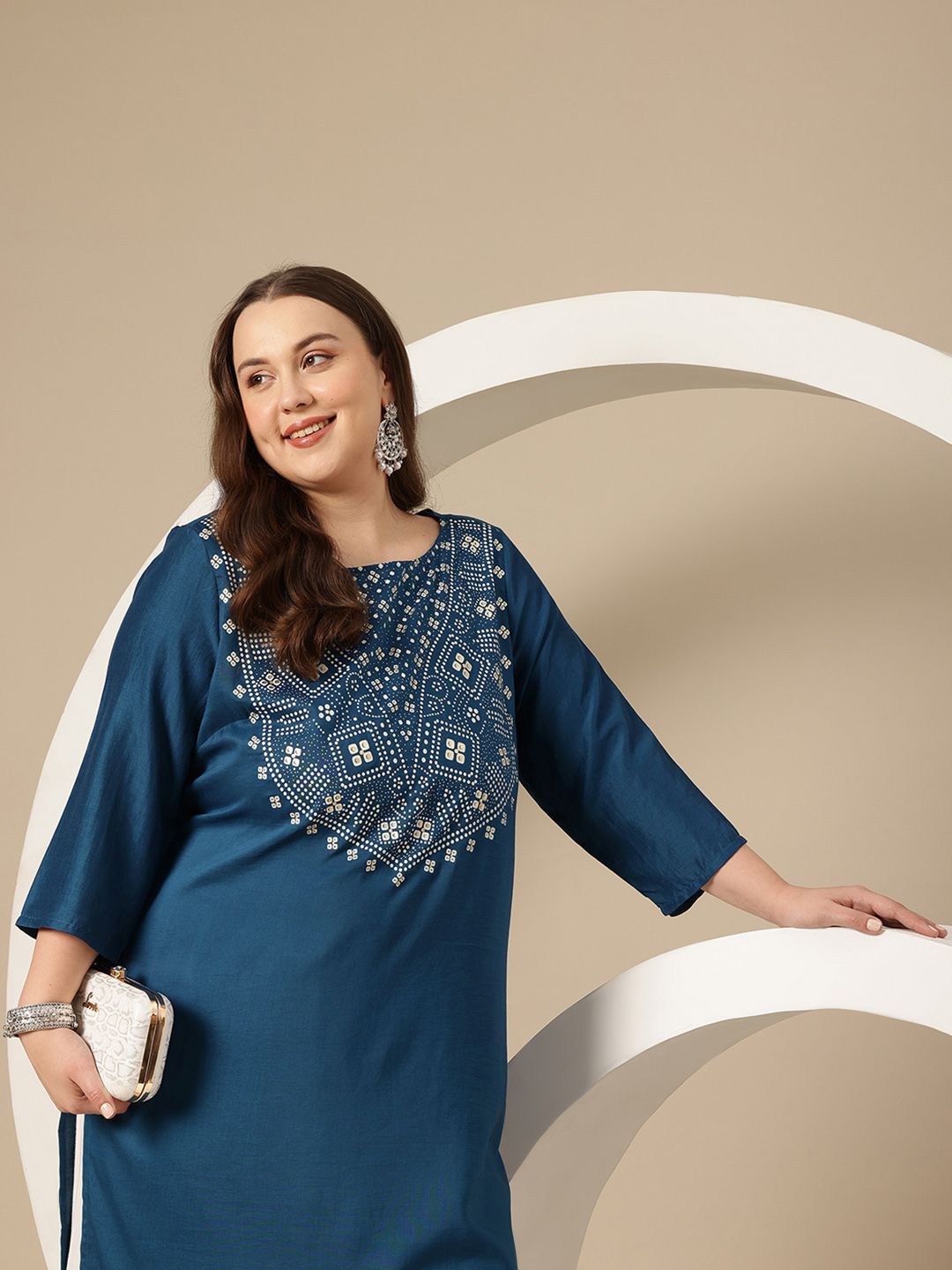 Sztori Plus Size Geometric Printed Kurta - Distacart