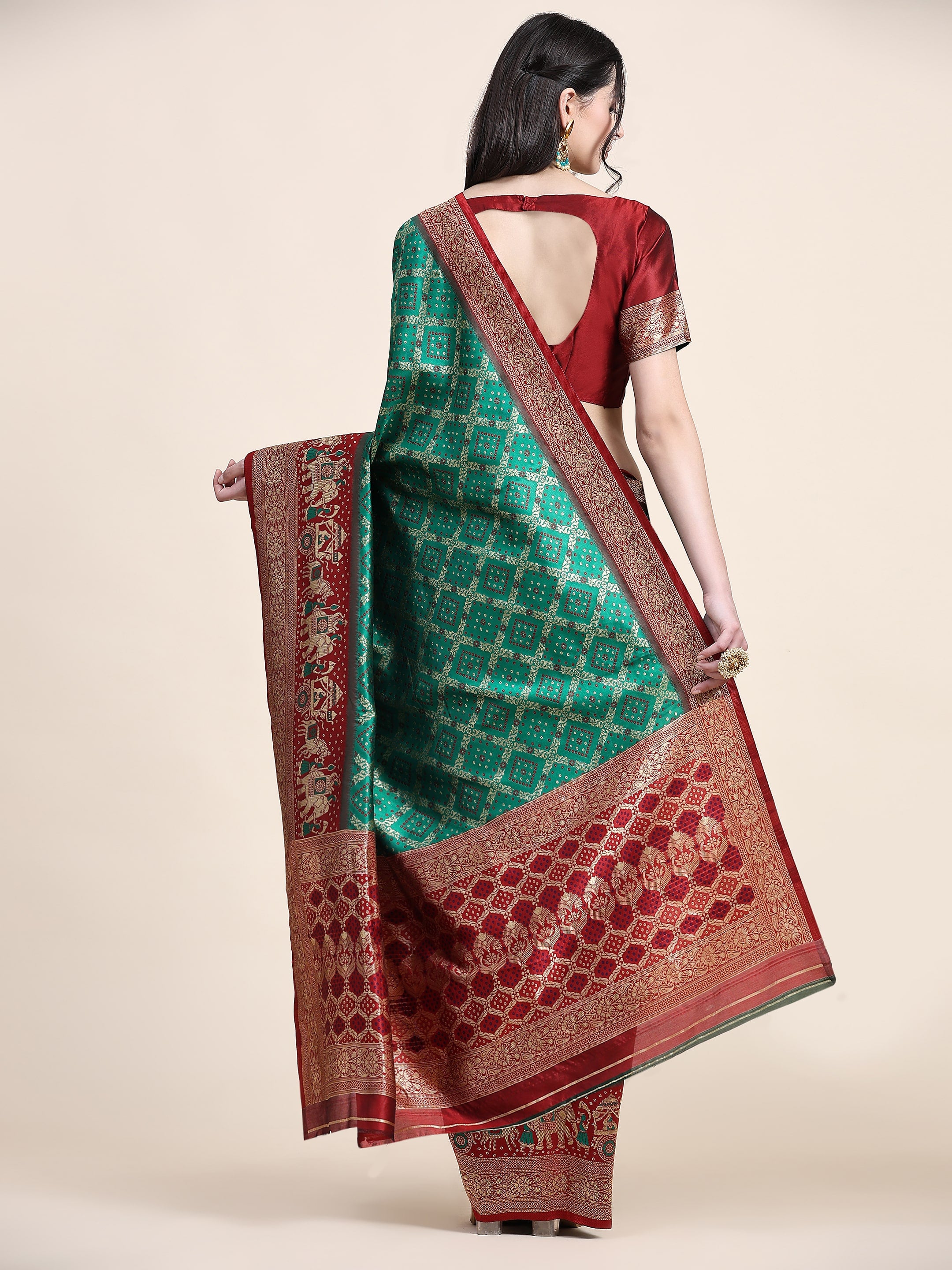 Vedant Vastram Patola Design KanchiPuram Silk Saree For Women - Green - Distacart