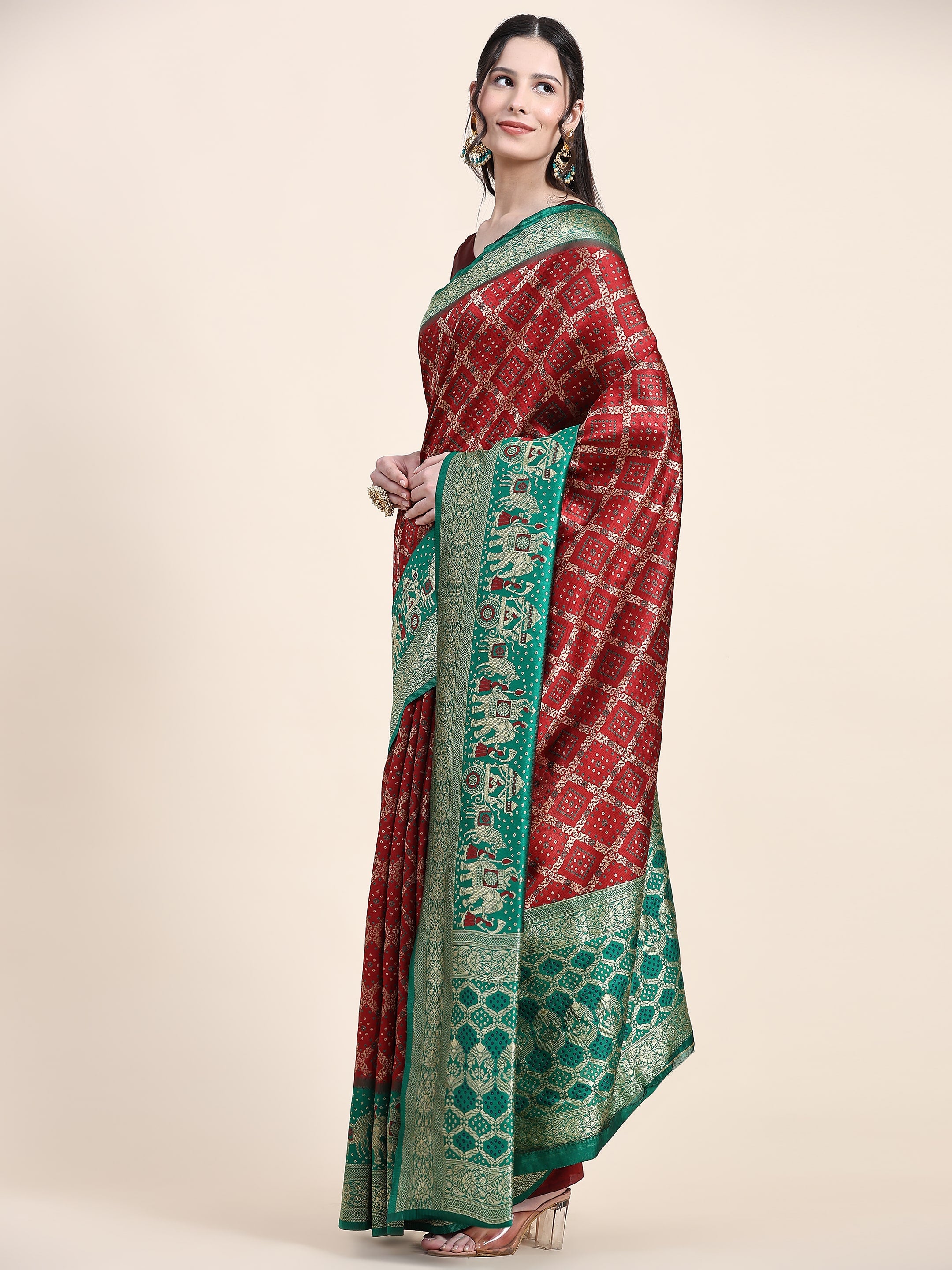 Vedant Vastram Patola Design KanchiPuram Silk Saree For Women - Maroon - Distacart