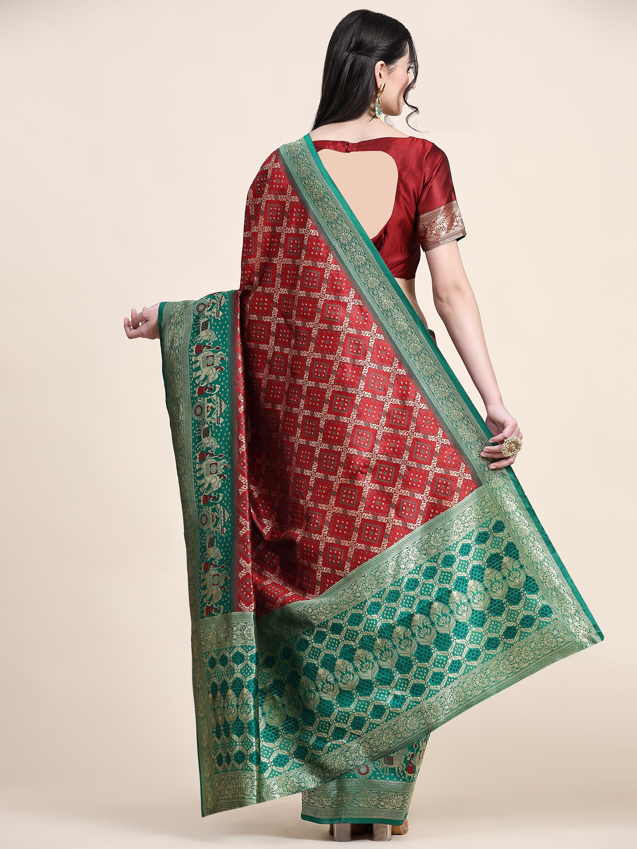 Vedant Vastram Patola Design KanchiPuram Silk Saree For Women - Maroon - Distacart