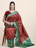 Thumbnail for Vedant Vastram Patola Design KanchiPuram Silk Saree For Women - Maroon - Distacart