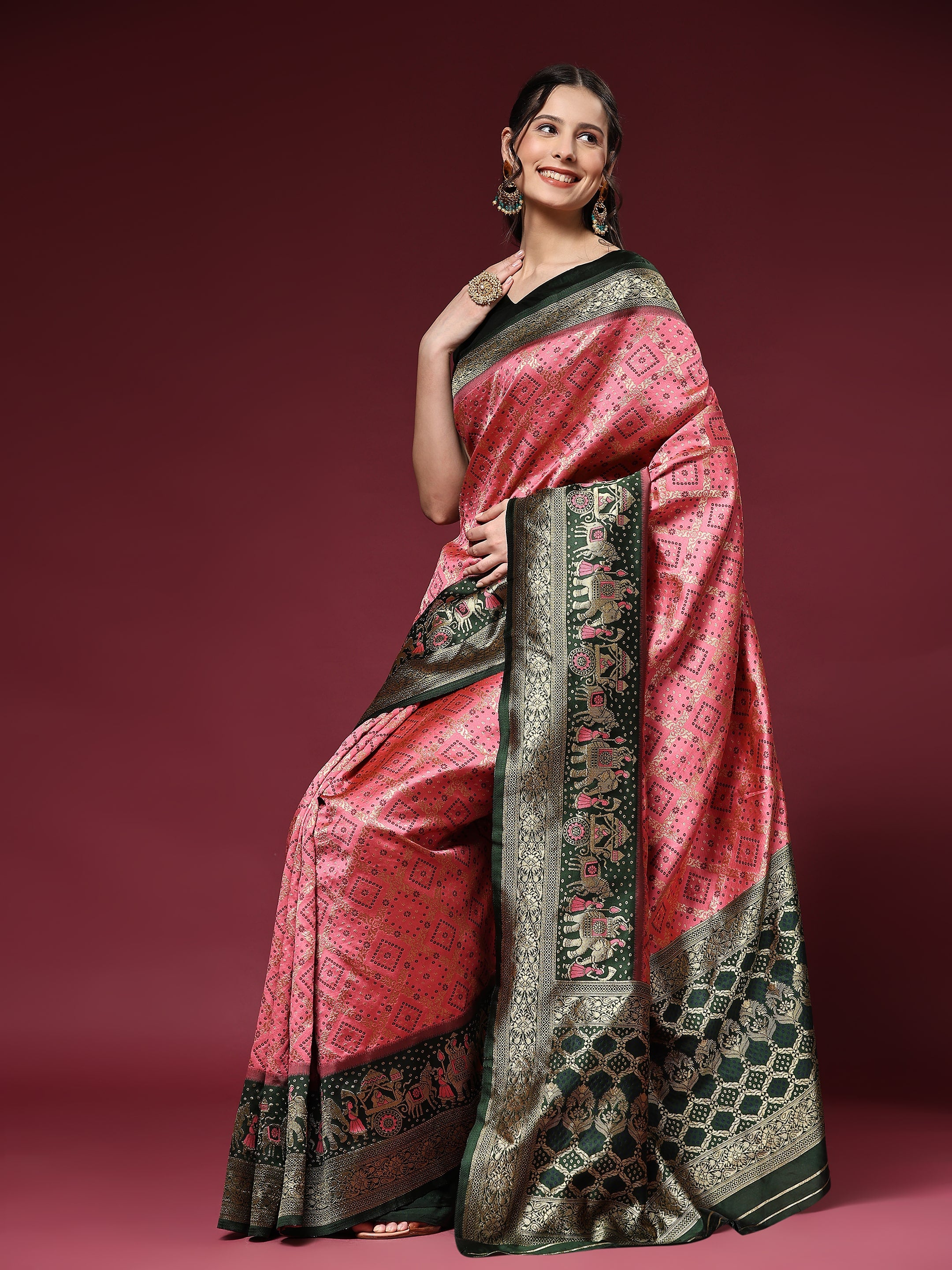 Vedant Vastram Patola Design KanchiPuram Silk Saree For Women - Pink - Distacart