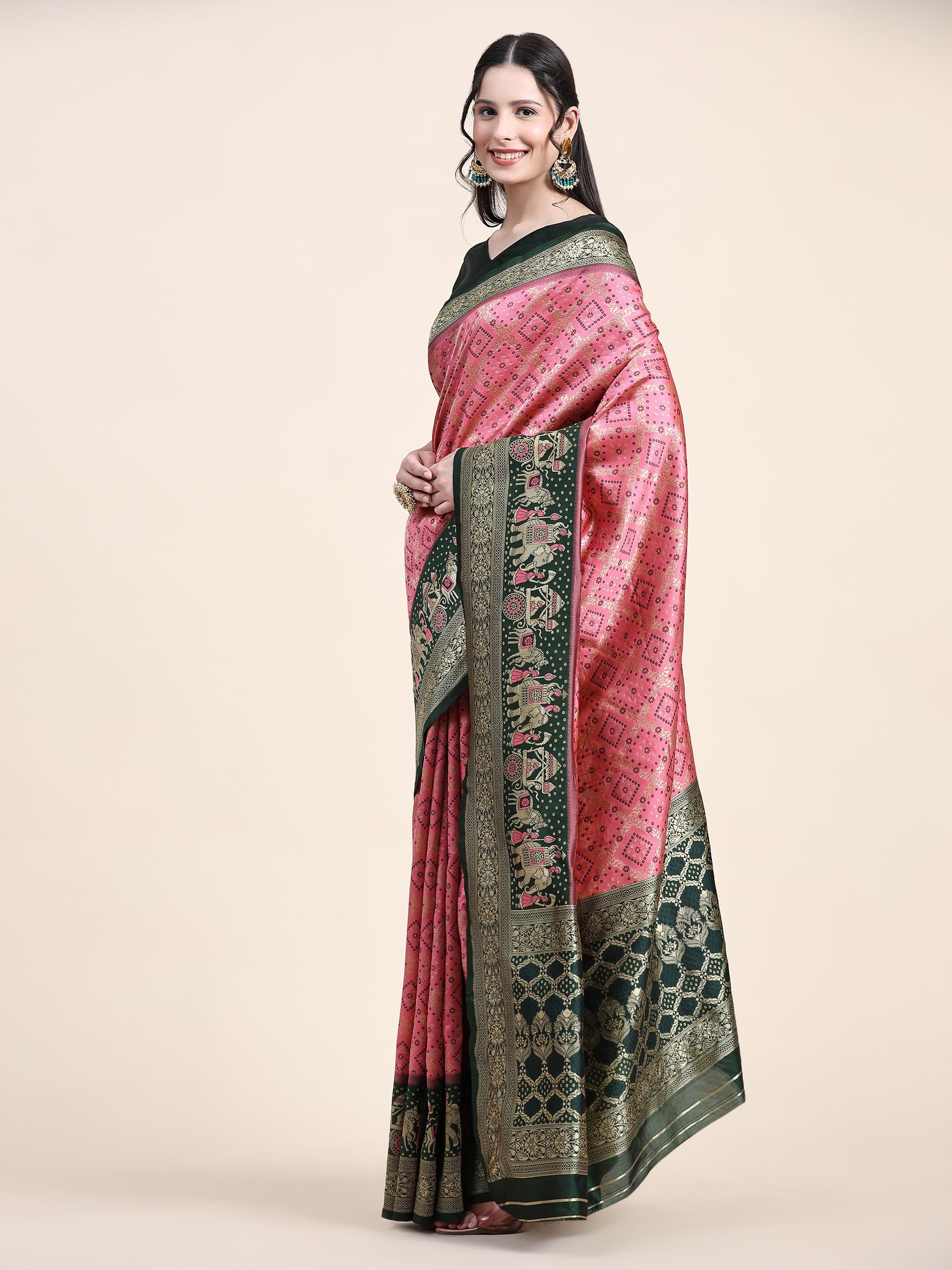 Vedant Vastram Patola Design KanchiPuram Silk Saree For Women - Pink - Distacart