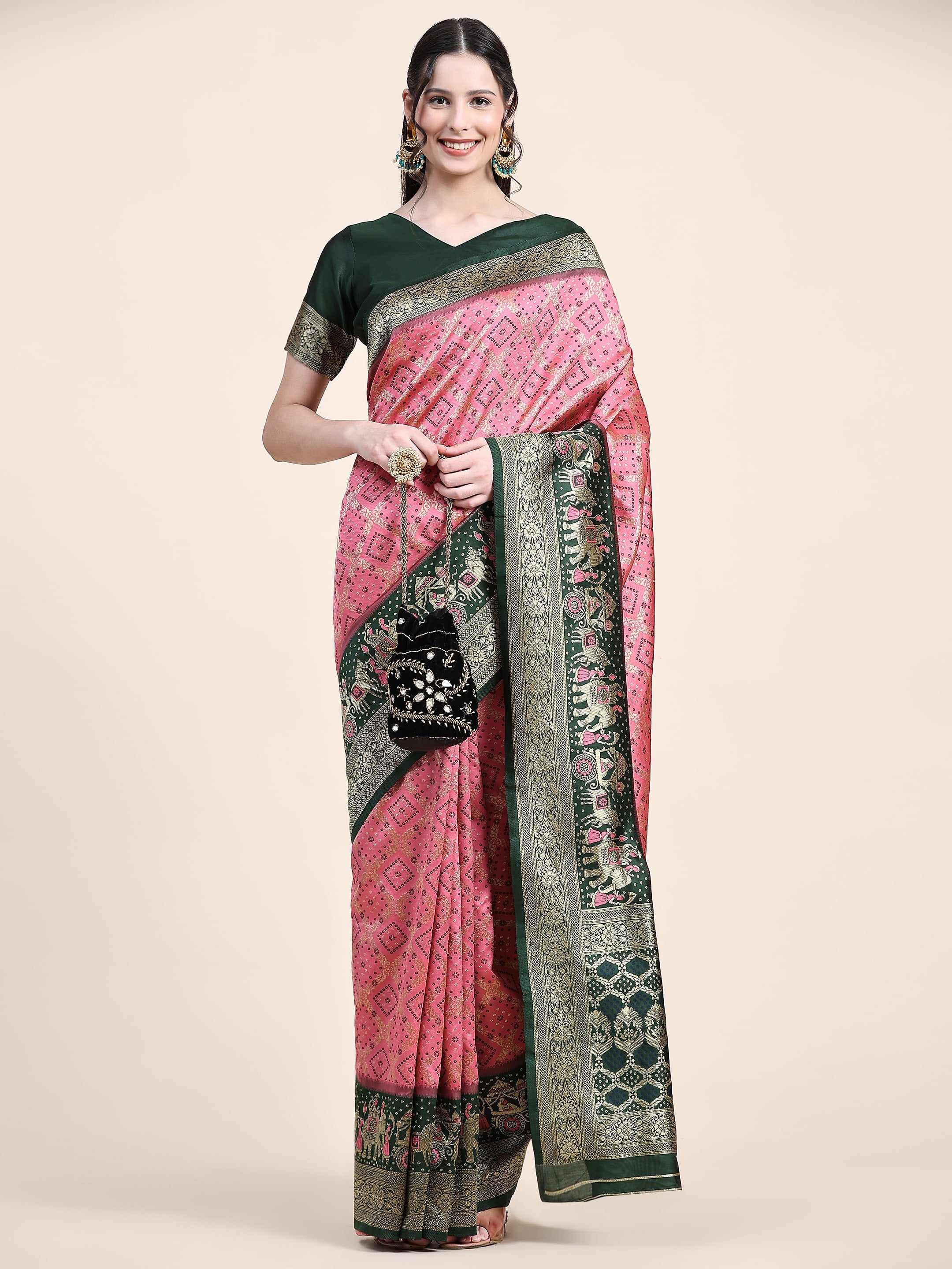 Vedant Vastram Patola Design KanchiPuram Silk Saree For Women - Pink - Distacart