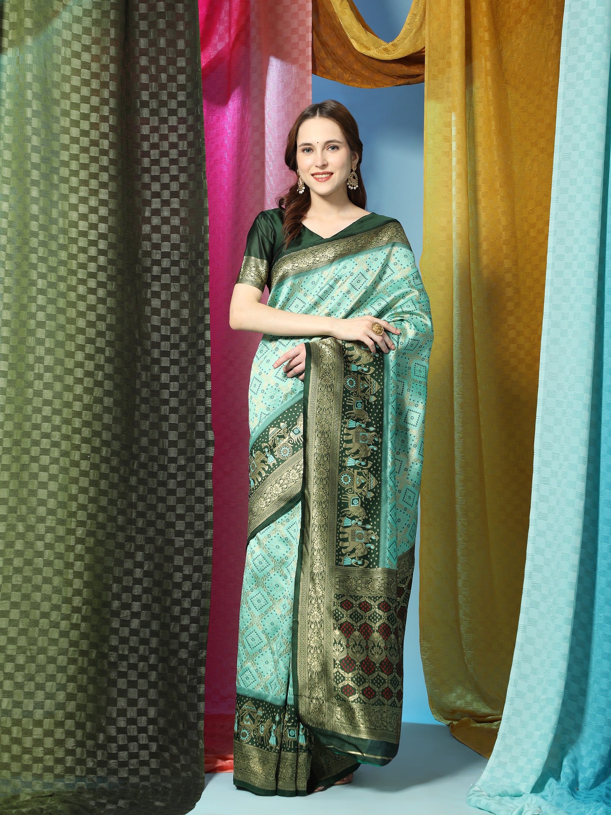 Vedant Vastram Patola Design KanchiPuram Silk Saree For Women - Rama - Distacart