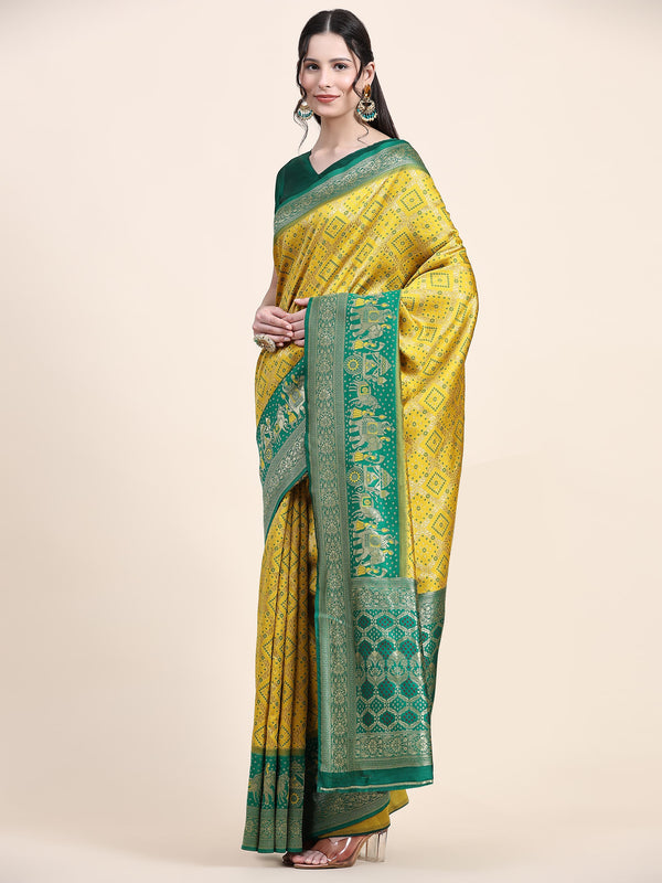 Vedant Vastram Patola Design KanchiPuram Silk Saree For Women - Yellow - Distacart