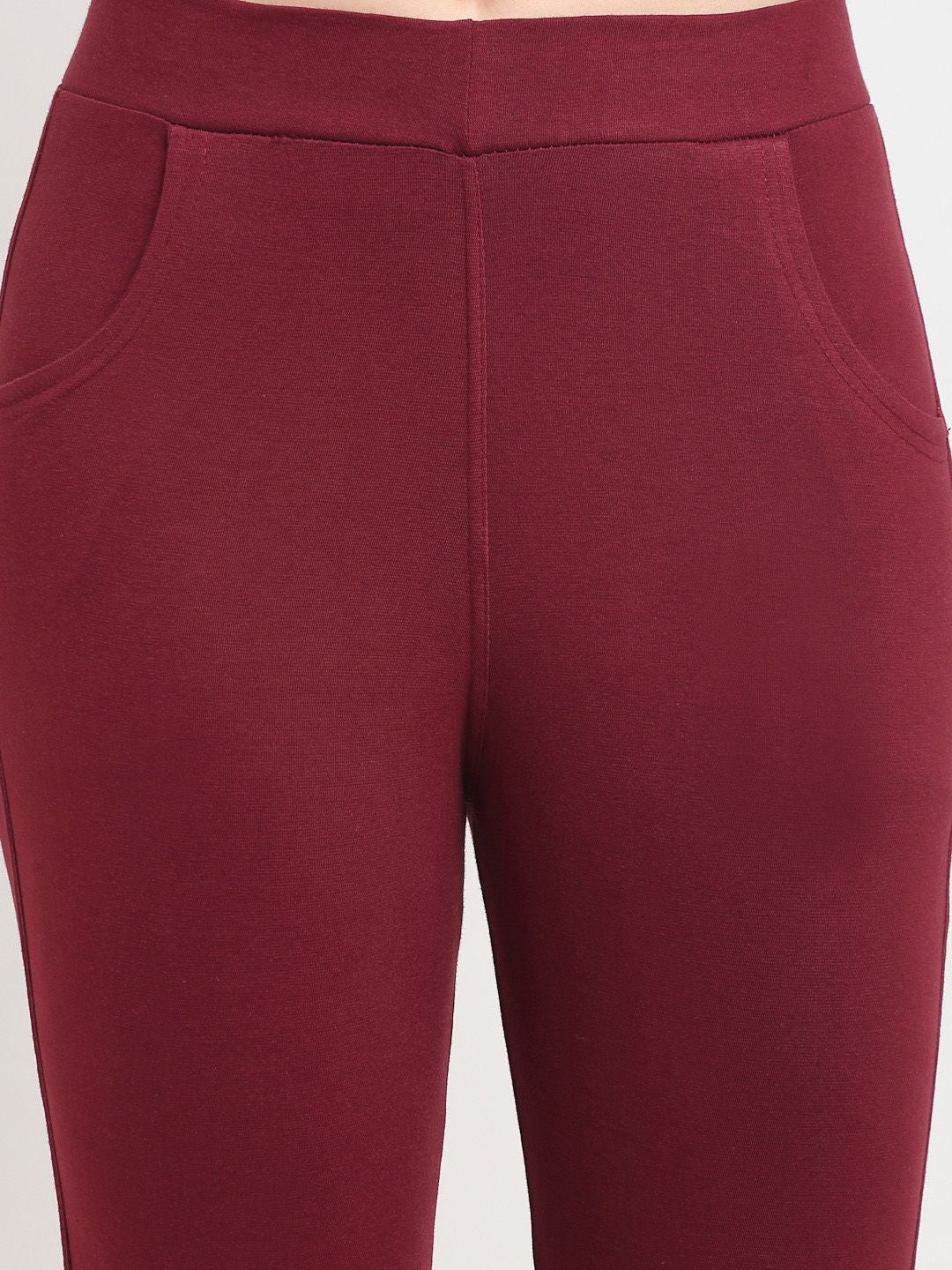 TAG 7 Women Maroon & Olive Green Pack of 2 Leggings - Distacart