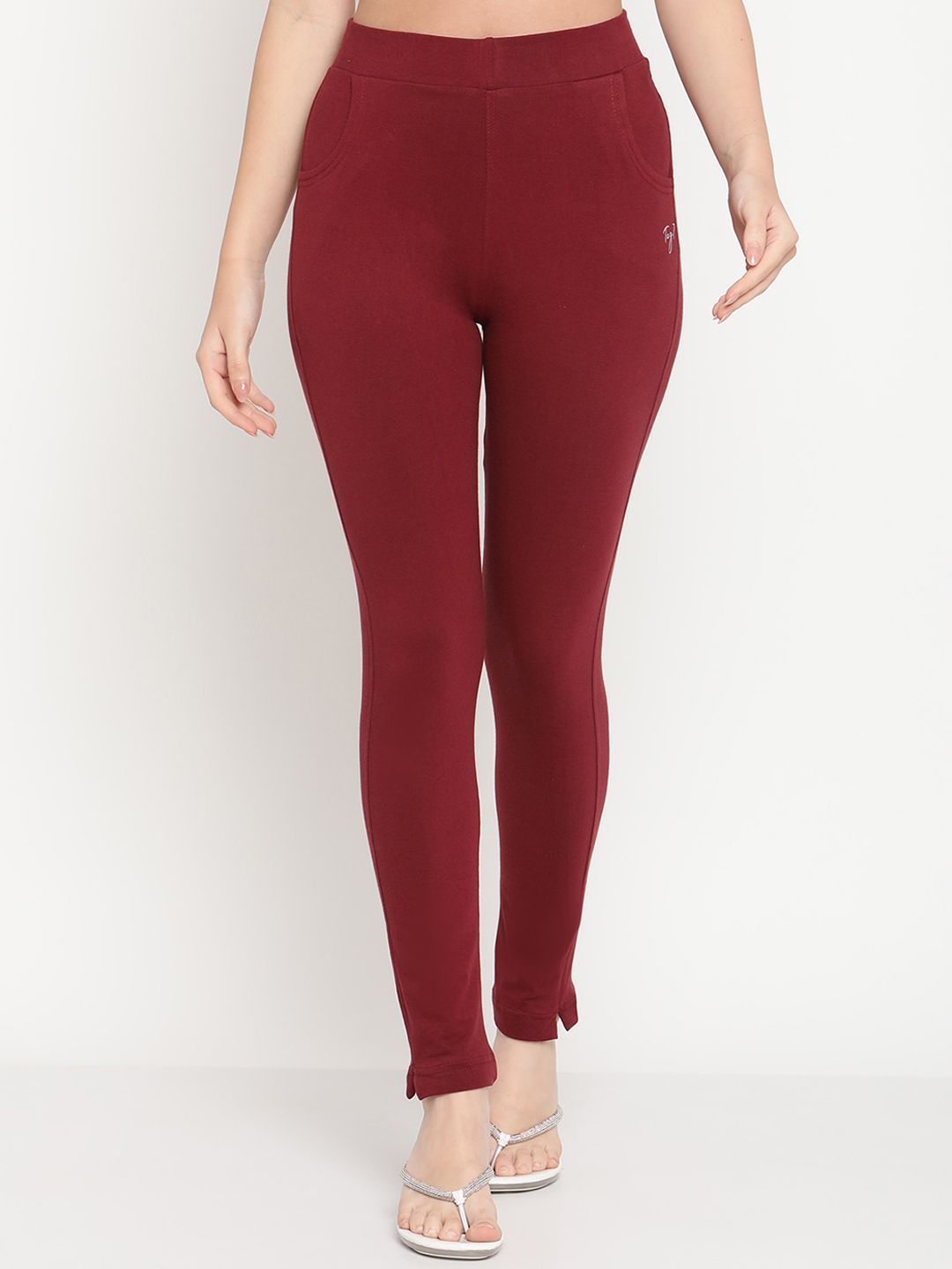 TAG 7 Women Set of 2 Maroon & Grey Ankle Length Leggings - Distacart