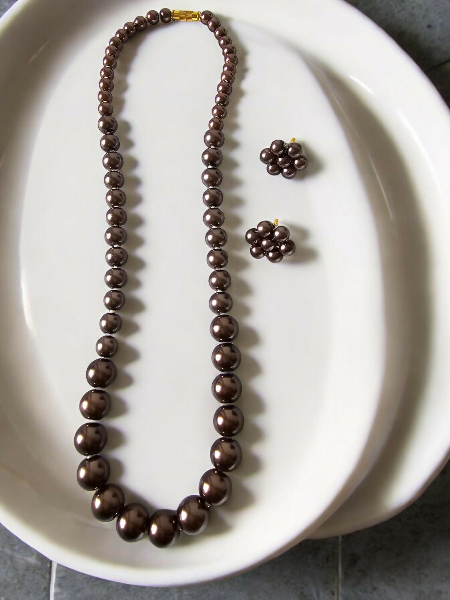 Inhanns Spectrum Everyday Pearl Sets - Single Strand - Chocolate - Distacart