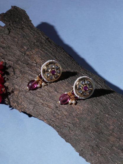Kundan Studs with Stones (Gold) - Ruby Raang - Distacart