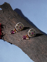 Thumbnail for Kundan Studs with Stones (Gold) - Ruby Raang - Distacart