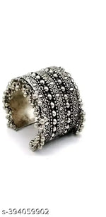 Thumbnail for Tehzeeb Creations Women's Silver Colour Oxidised Kada Afghani Style Bangle