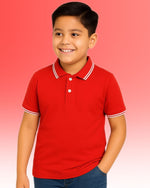Thumbnail for Chilins Kids Solid Polo Tshirt, Color- Red