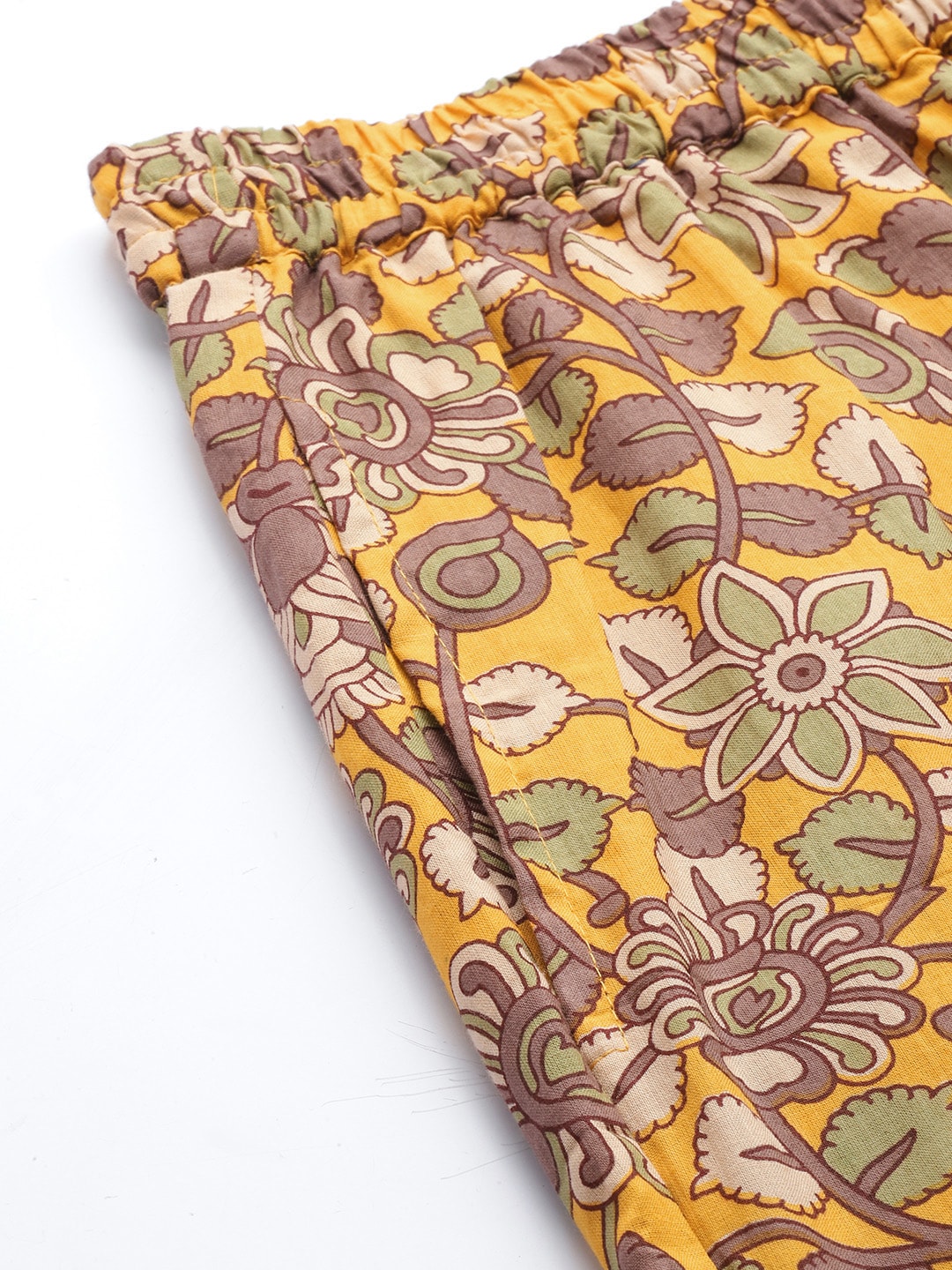 InWeave Mustard Kalamkari Print Co Ord Set With Belt