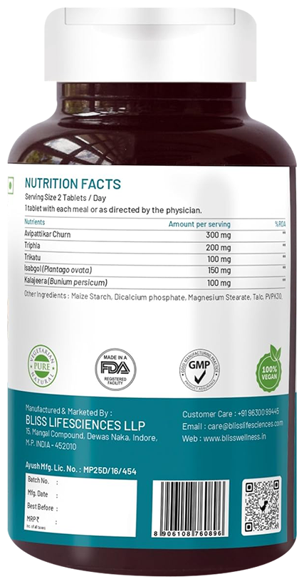 bliss welness body gut detox plant based veg tablet