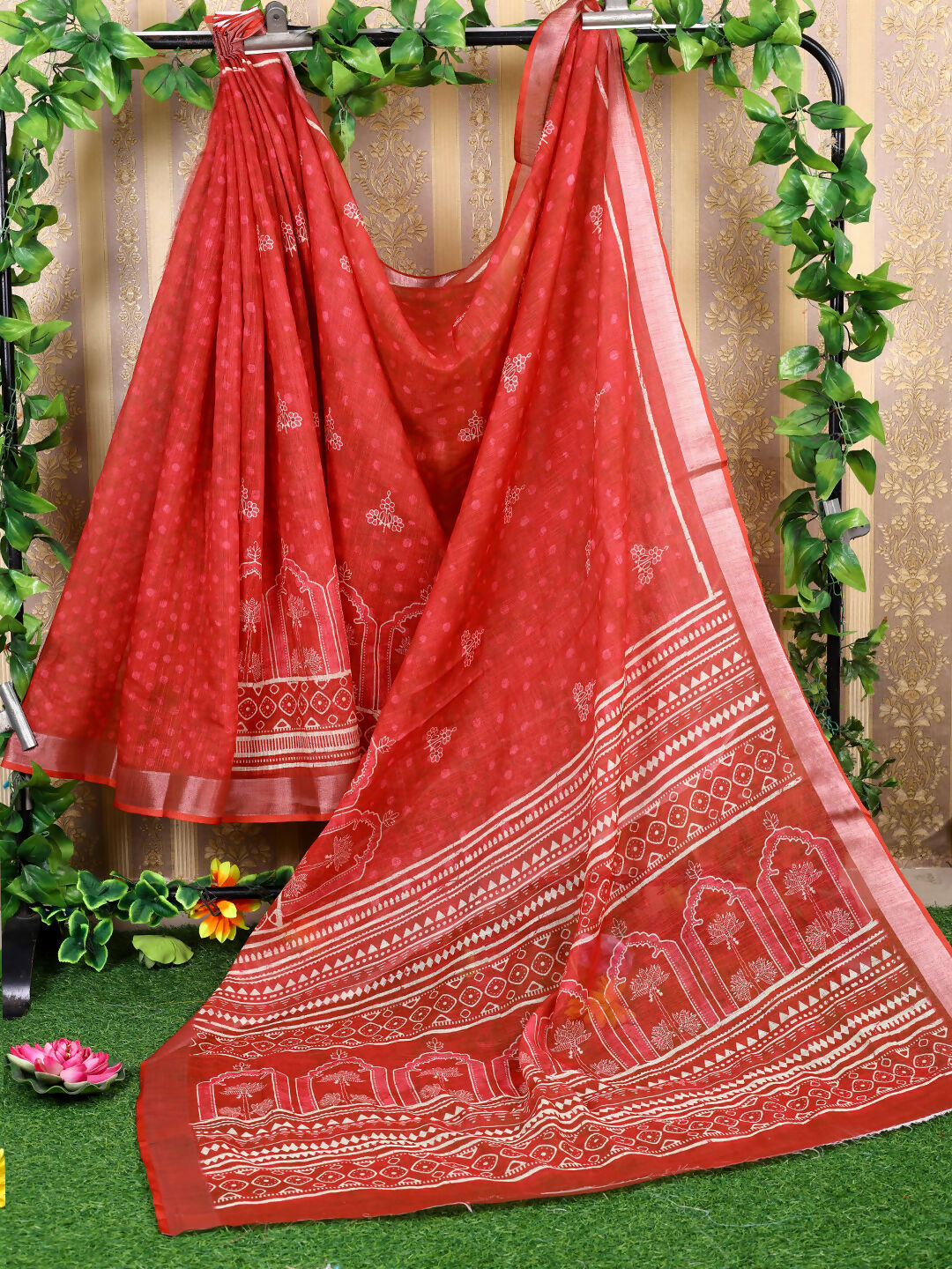 Astita Cotton Red Saree
