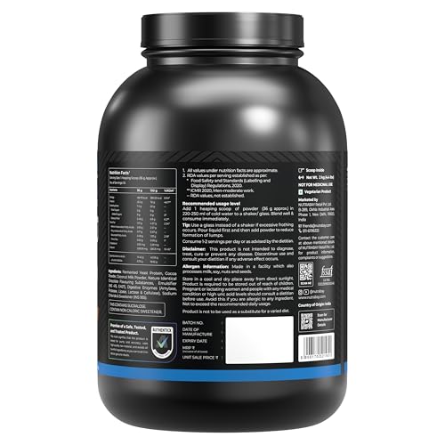Nutrabay Yeast Protein Powder - , Rich Chocolate Crème | 25g Protein & 6.7g BCAA Per Scoop | All 9 EAAs | PDCAAS of 1 | Lactose Free, Soy Free | Superior Muscle Growth & Recovery