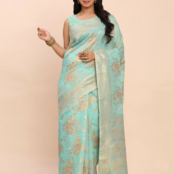 Astita Linen Cotton Sea Green Saree