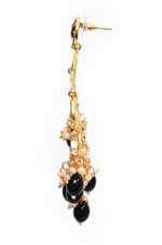 Thumbnail for New Stylish Ethnic Partywear Black Hoops Kundan Earrings for Womens by House of Ree - Distacart