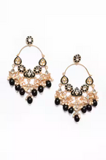 Thumbnail for New Stylish Ethnic Partywear Black Hoops Kundan Earrings for Womens by House of Ree - Distacart