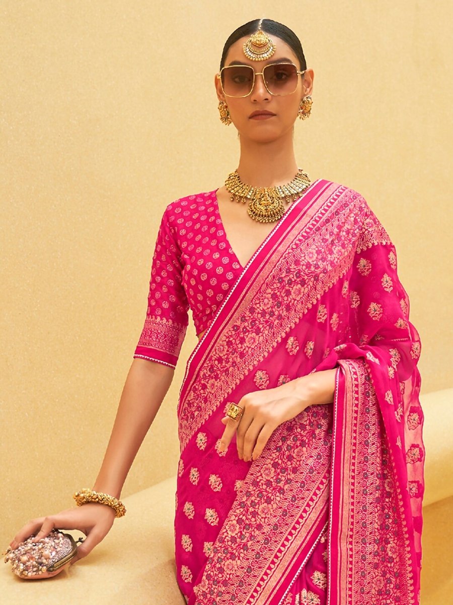 Anouk Ethnic Motifs Organza Banarasi Saree - Distacart
