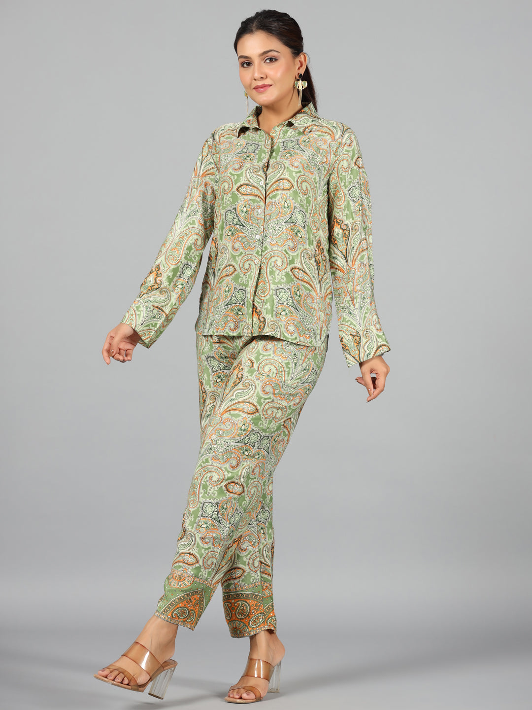 Juniper Women Green Kasturi Silk Printed Co-Ord Set - Distacart