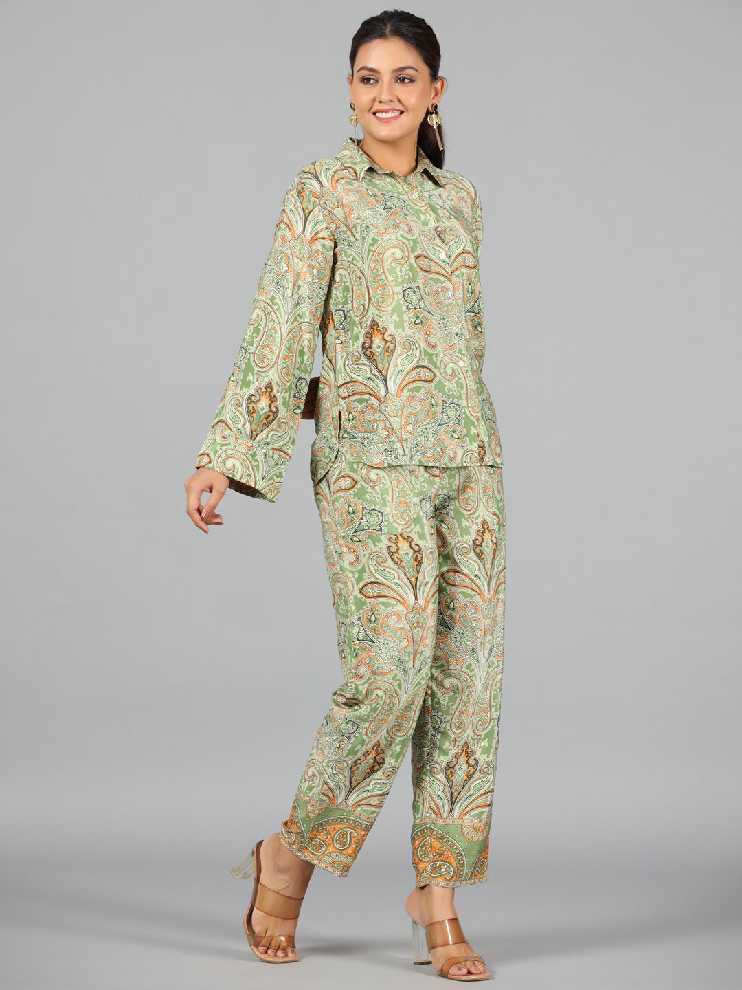 Juniper Women Green Kasturi Silk Printed Co-Ord Set - Distacart