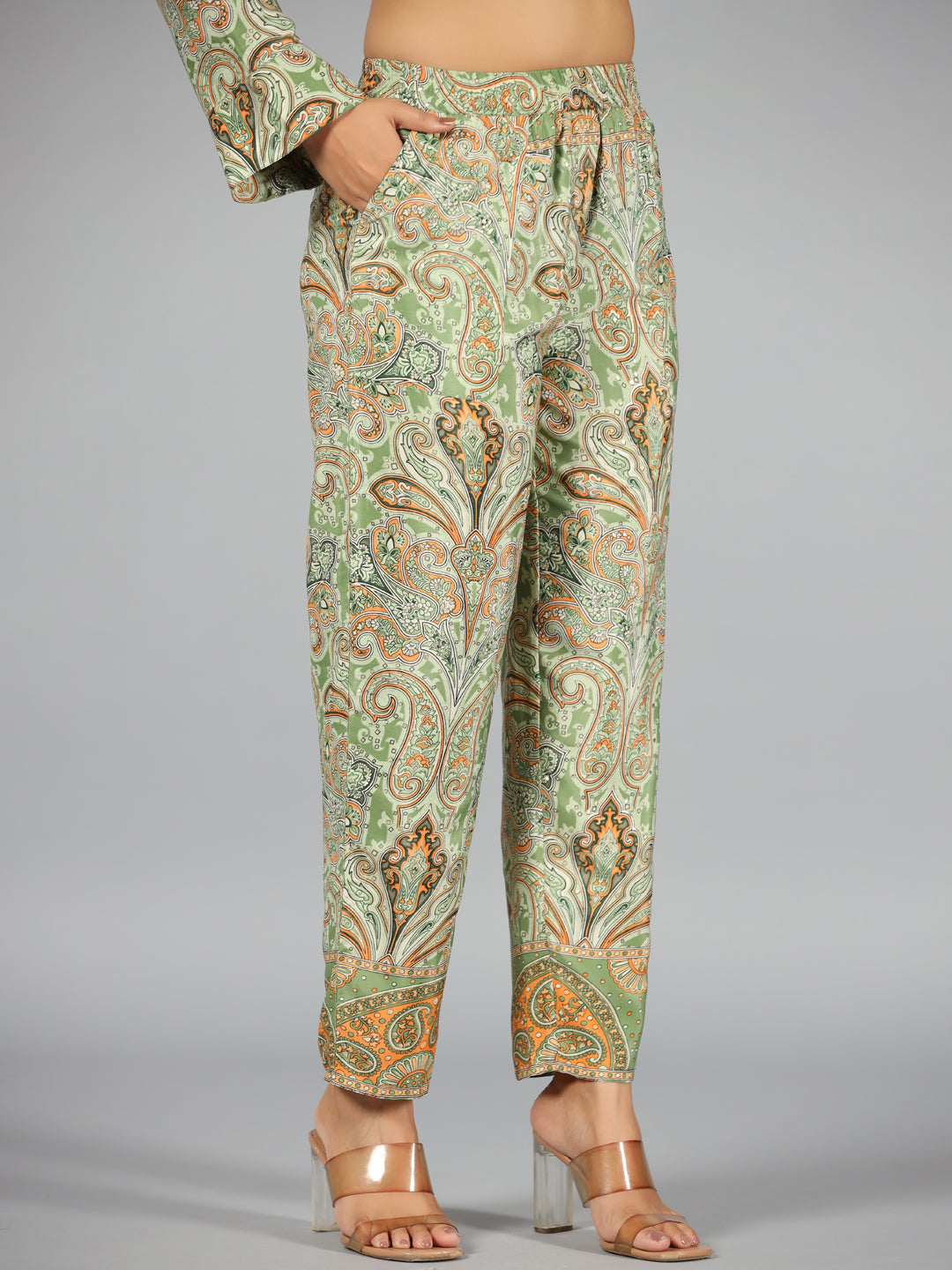 Juniper Women Green Kasturi Silk Printed Co-Ord Set - Distacart