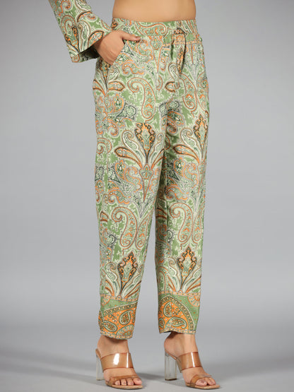 Juniper Women Green Kasturi Silk Printed Co-Ord Set - Distacart