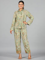 Thumbnail for Juniper Women Green Kasturi Silk Printed Co-Ord Set - Distacart