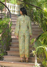 Thumbnail for Juniper Green Floral Printed Kasturi Top & Palazzo With Buttons - Distacart