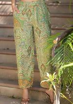 Thumbnail for Juniper Green Floral Printed Kasturi Top & Palazzo With Buttons - Distacart