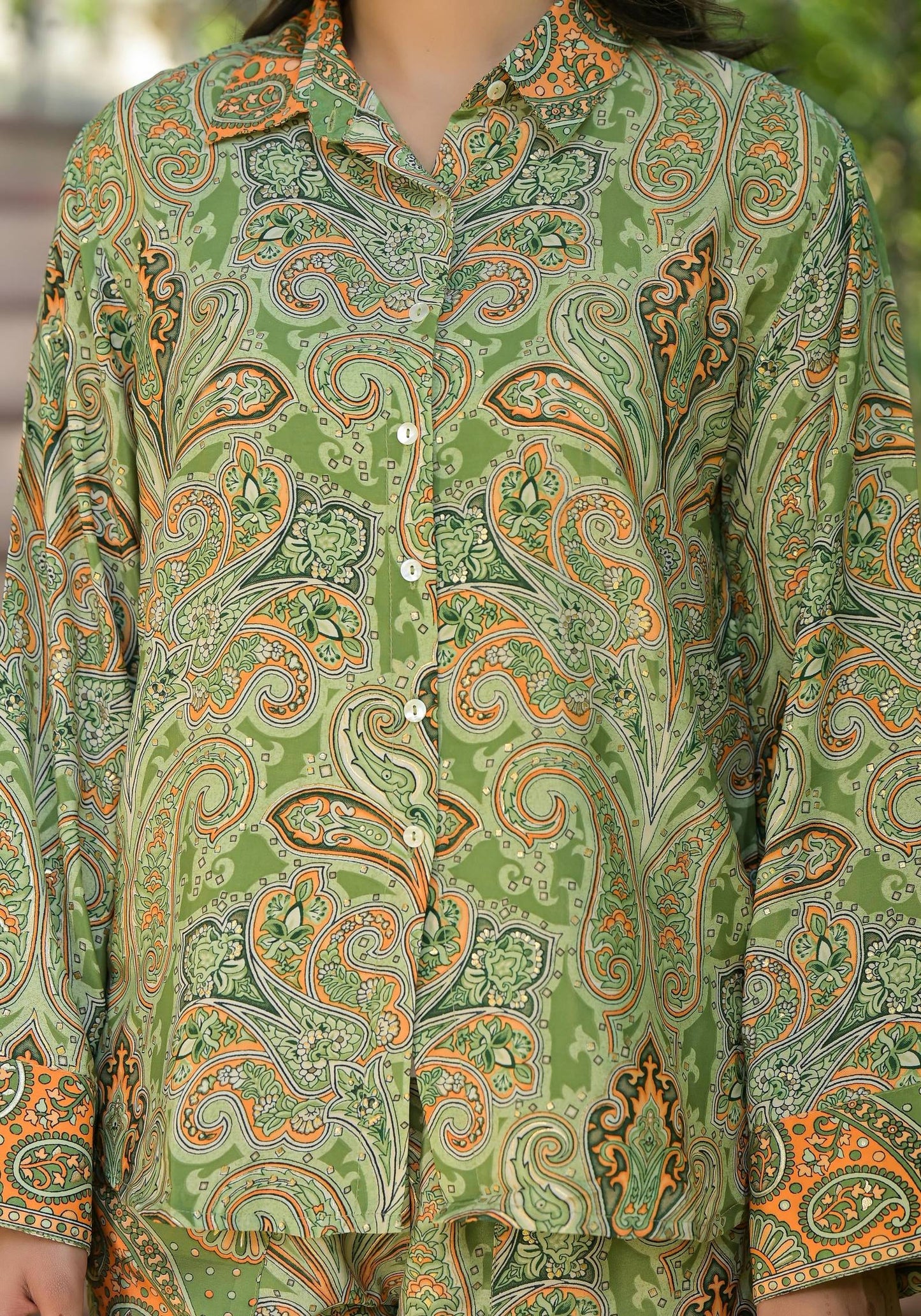Juniper Green Floral Printed Kasturi Top & Palazzo With Buttons - Distacart
