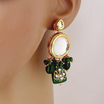 Thumbnail for Tehzeeb Creations Back Meenakari Gold-Polished Earring Jewellery Set Uncut Kundan Big Faux Kundan Dibbi Kundan Choker Necklace Set - Distacart