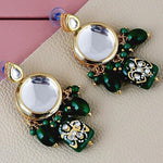 Thumbnail for Tehzeeb Creations Back Meenakari Gold-Polished Earring Jewellery Set Uncut Kundan Big Faux Kundan Dibbi Kundan Choker Necklace Set - Distacart